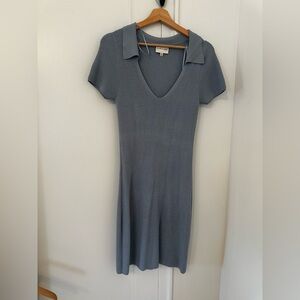 Chic Blue Knit Midi Dress
